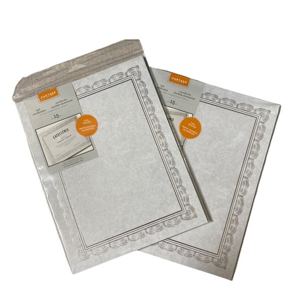 Gartner Studios Silver Foil Certificate Paper 8.5” x 11”, 15 Count Pack of  2 - Picture 1 of 5